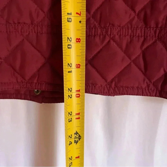 J.Crew Red Quilted Goose Down Puffer Jacket S Corduroy Collar Gold Buttons - Picture 14 of 15